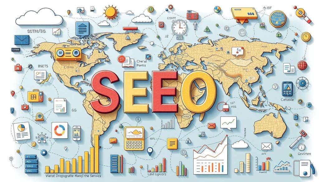 Generate an image representing a global SEO strategy