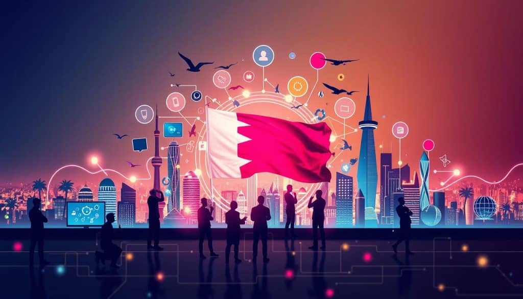 Generate an image representing a partnership for digital success in Qatar