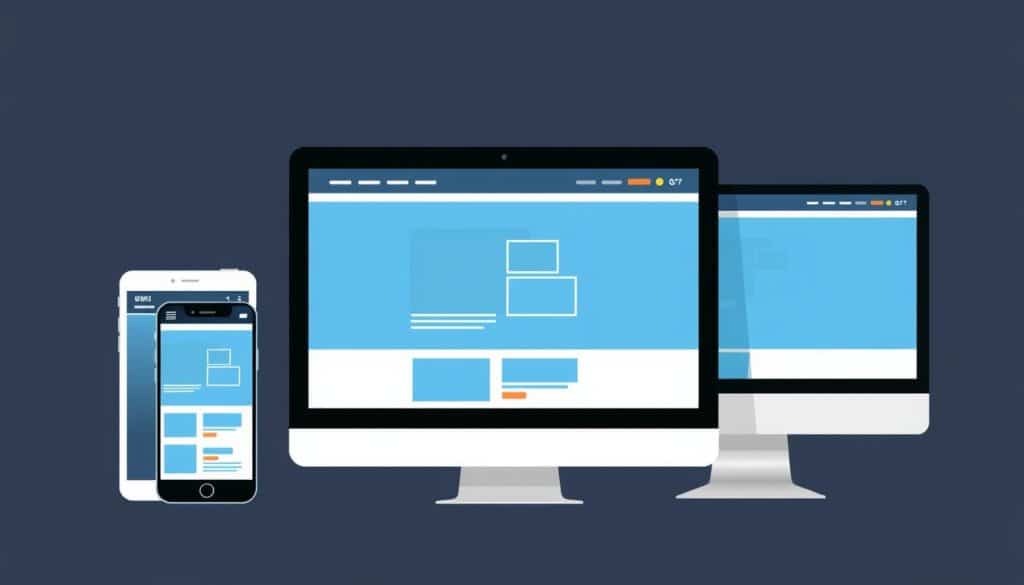 Generate an image representing a responsive web app on multiple devices