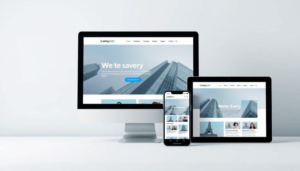 Generate an image representing a responsive website on various devices