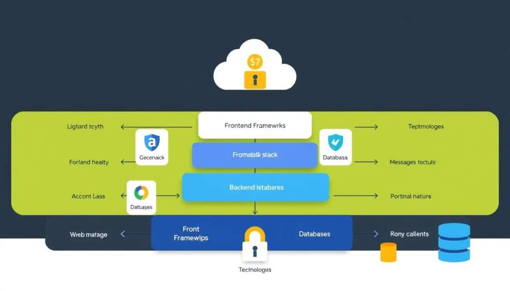 Generate an image representing a secure web application technology stack.