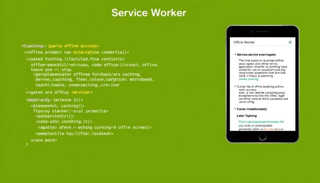 Generate an image representing a service worker implementing offline functionality
