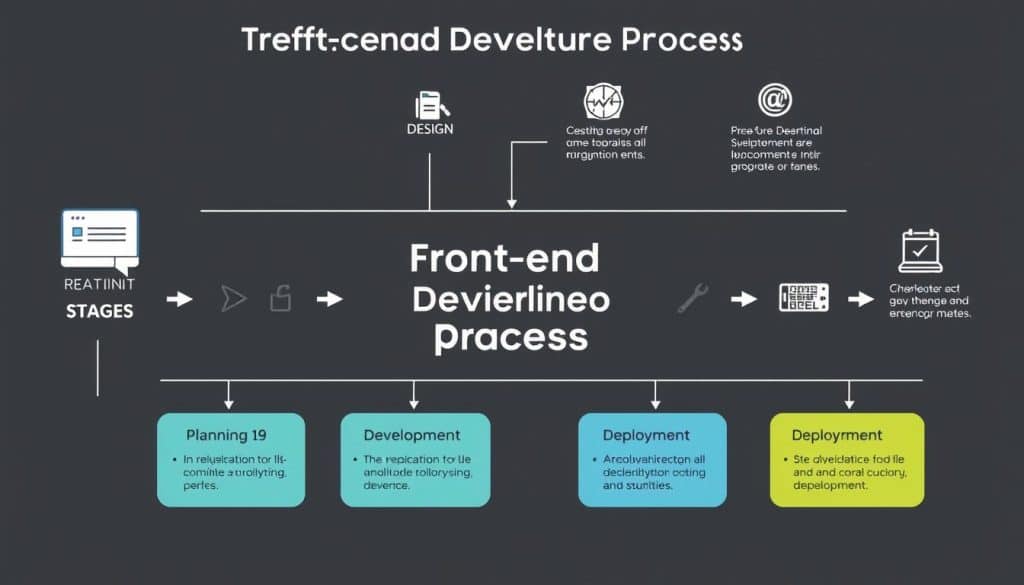 Generate an image representing a structured front-end development process.