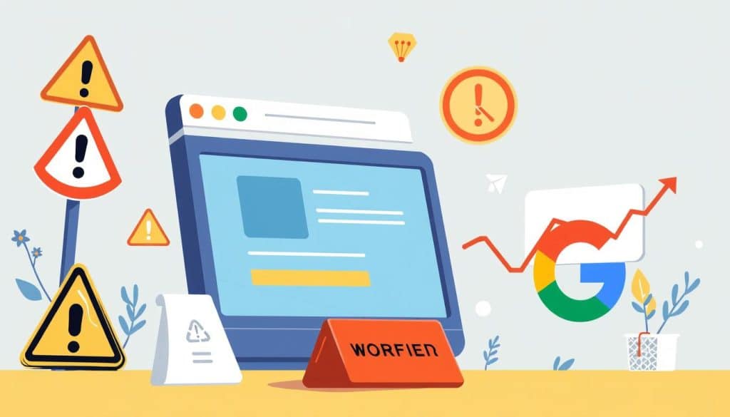 Generate an image representing a website receiving a manual action penalty from Google.