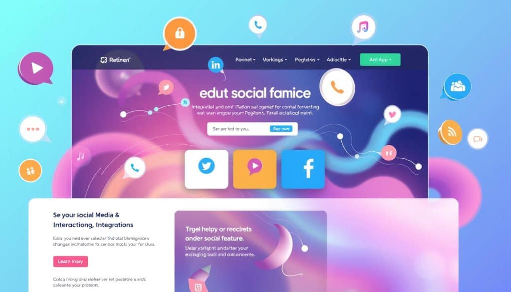 Generate an image representing a website with social media integration