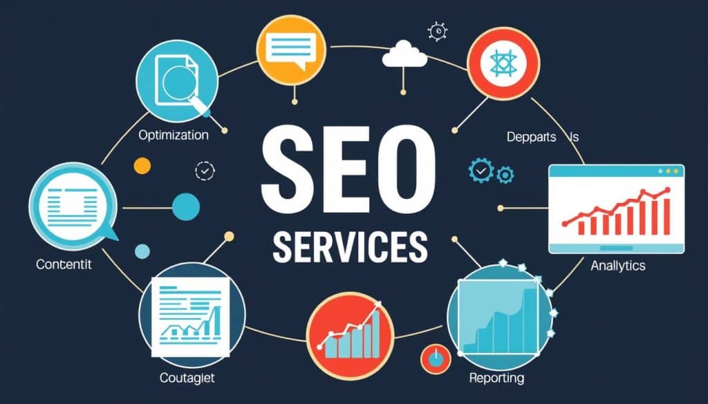 Generate an image representing comprehensive SEO services