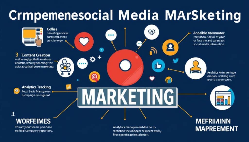 Generate an image representing comprehensive social media marketing services