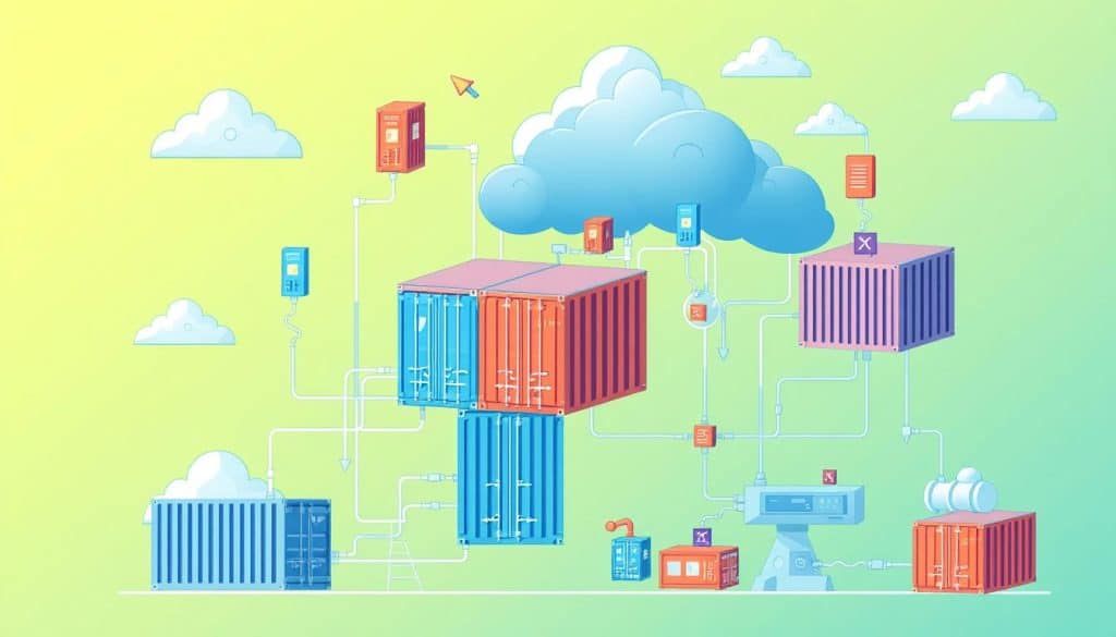 Generate an image representing containerization in web app deployment