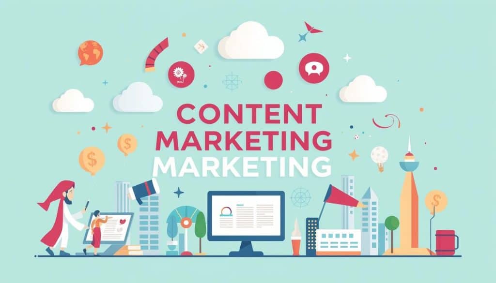 Generate an image representing content marketing in Qatar