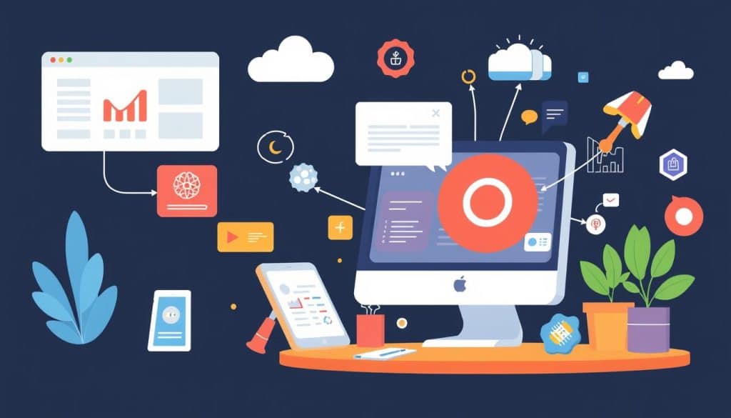 Generate an image representing custom web applications in business