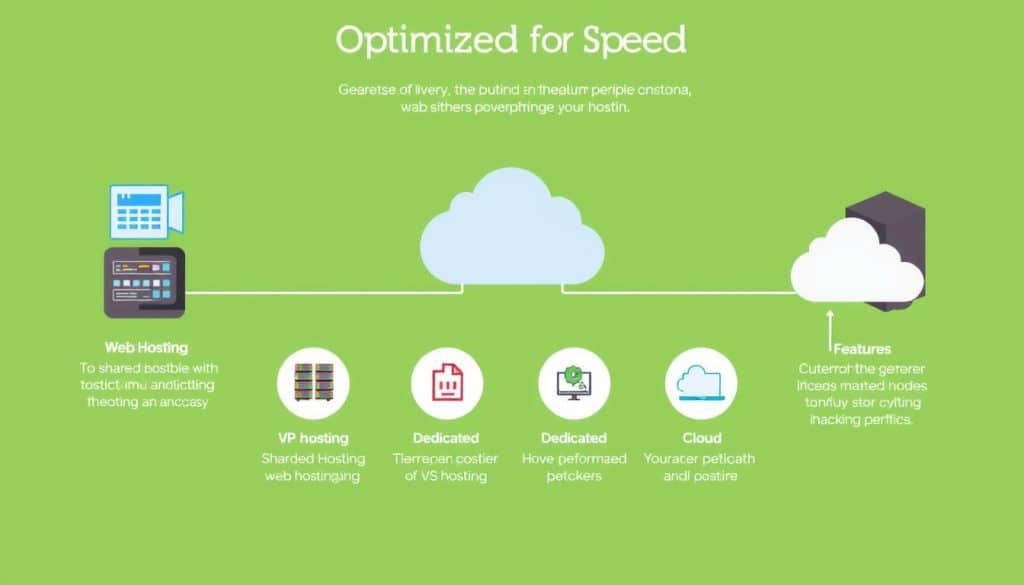 Generate an image representing different hosting options for best web hosting for speed