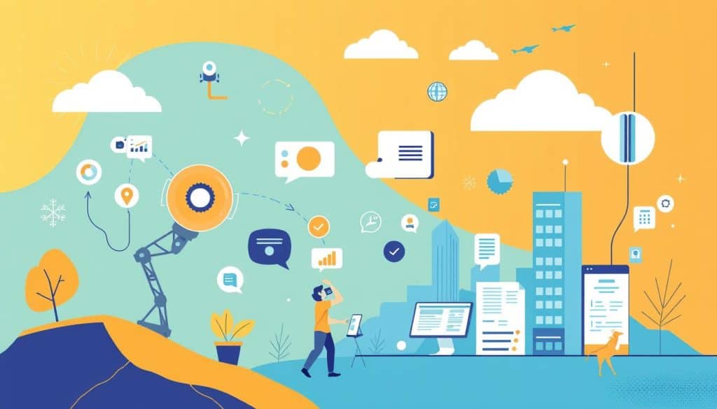 Generate an image representing diverse business needs being met by front-end web development services.