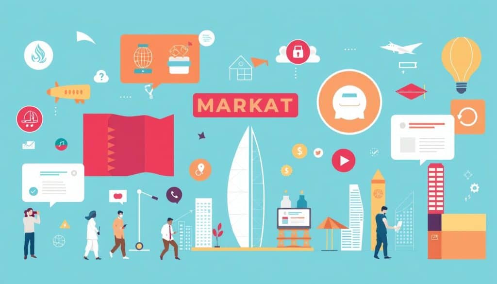 Generate an image representing effective marketing strategies in Qatar