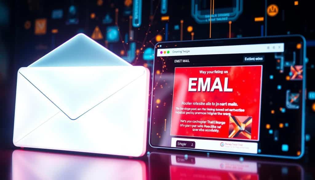 Generate an image representing email advertising, such as an envelope with a digital glow or a promotional email on a screen.