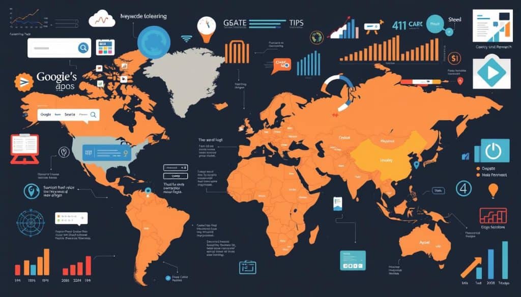 Generate an image representing global keyword research