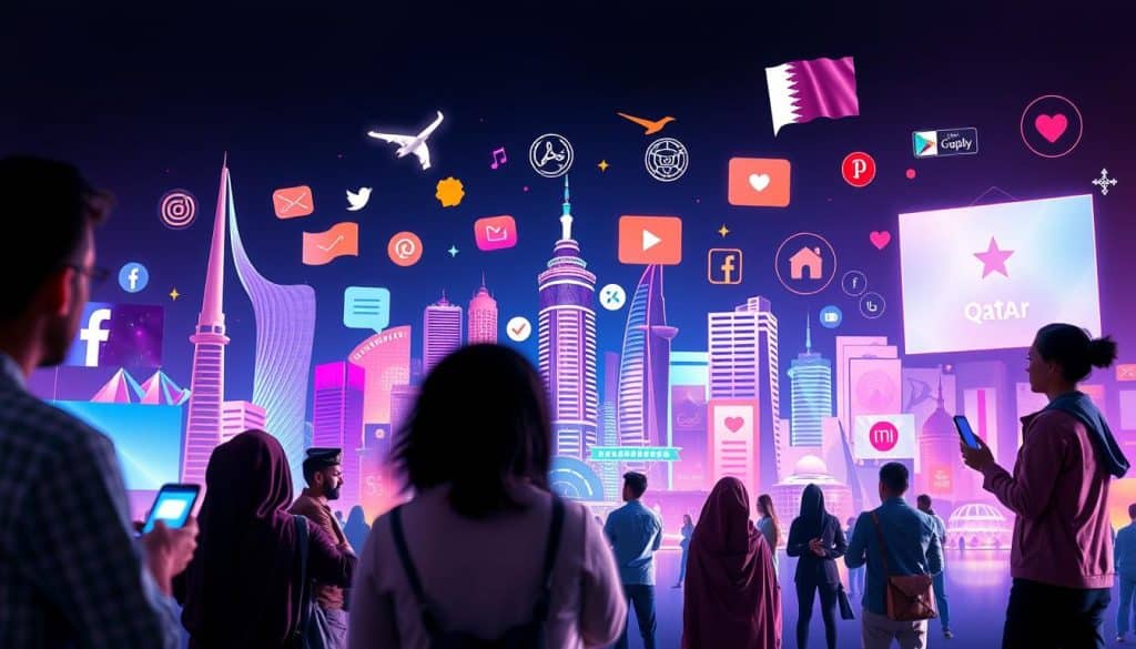 Generate an image representing influencer marketing in Qatar