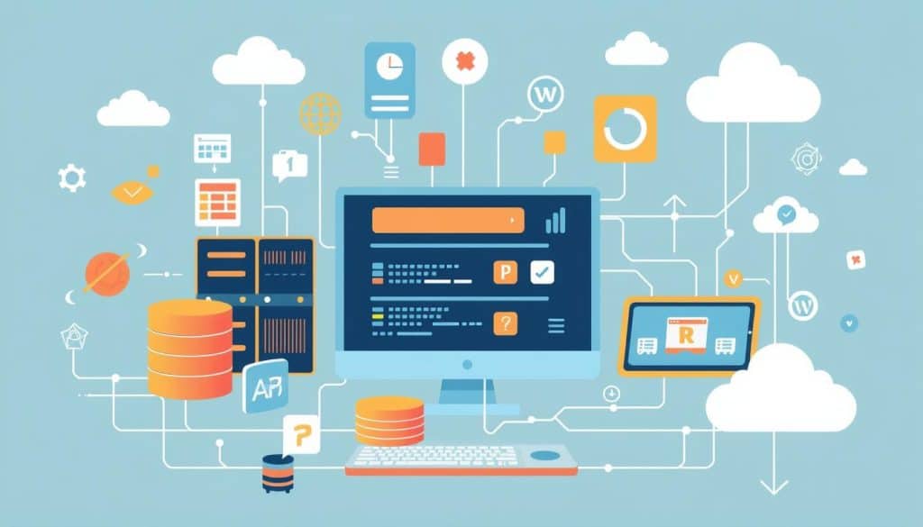 Generate an image representing modern web application backend technologies