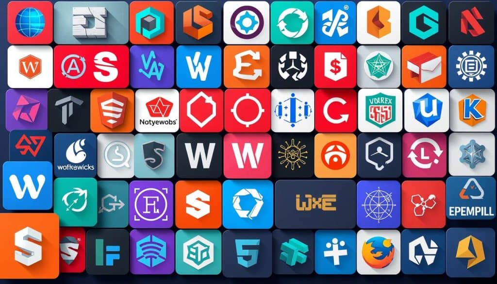 Generate an image representing modern web development frameworks and libraries
