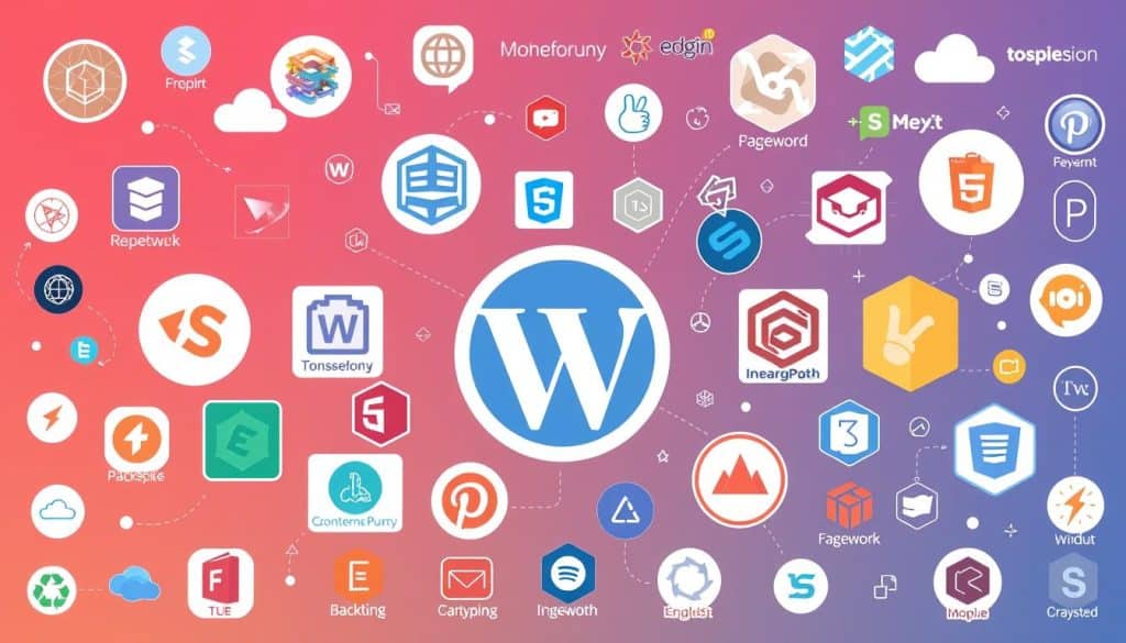 Generate an image representing popular frontend frameworks and libraries.