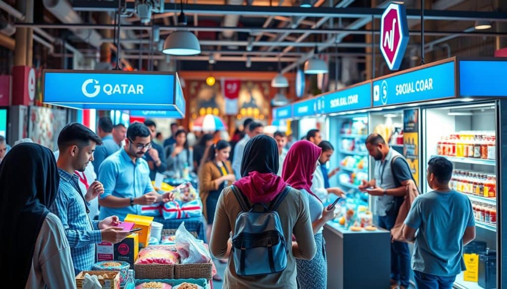 Generate an image representing social commerce in Qatar