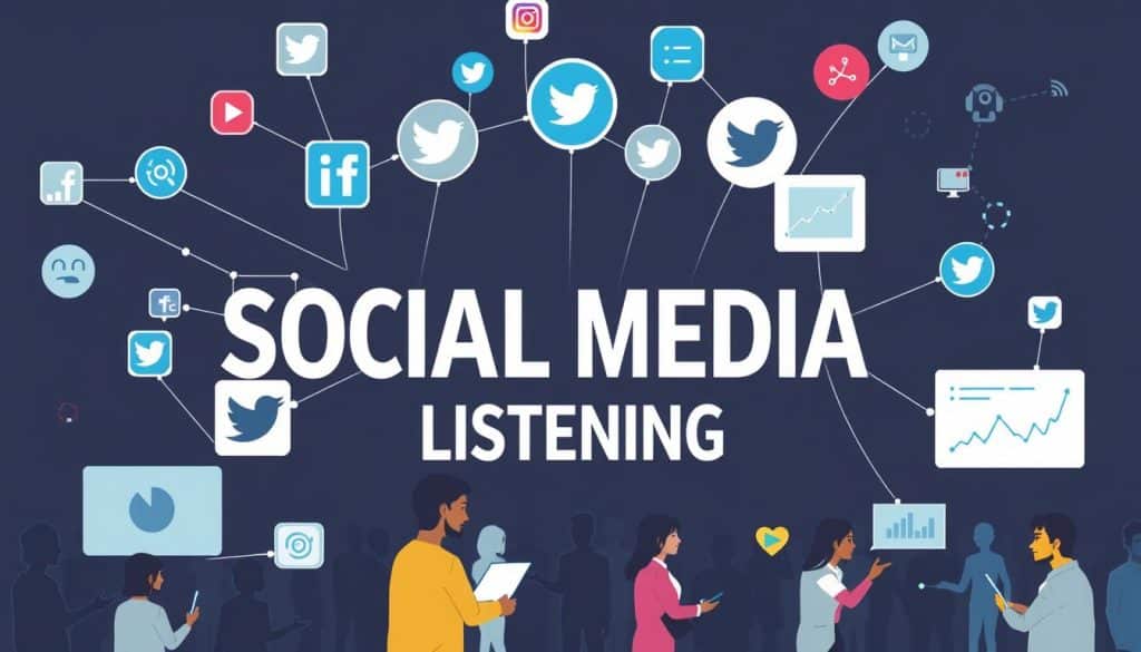 Generate an image representing social media listening and reputation management