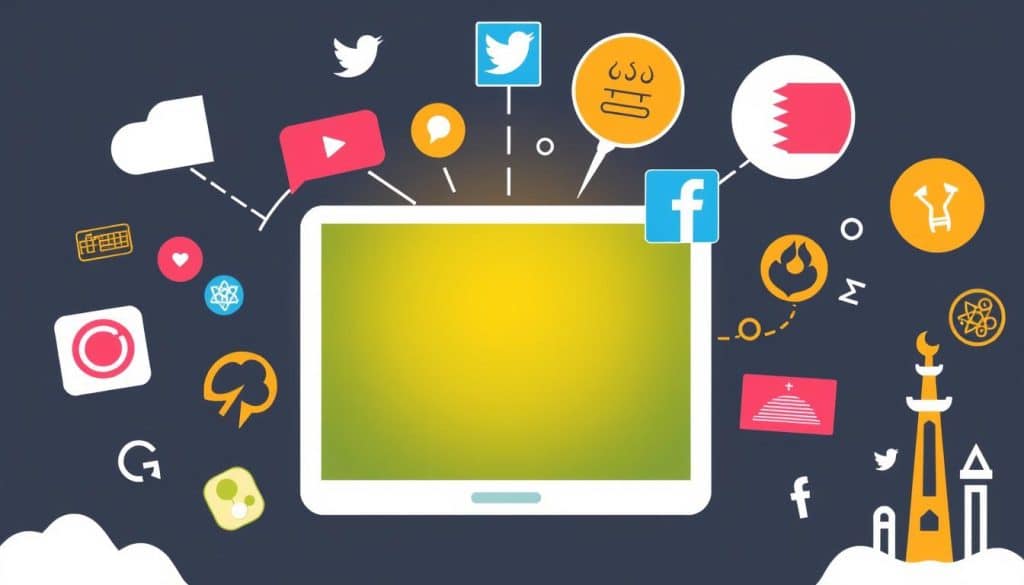 Generate an image representing social media management services in Qatar