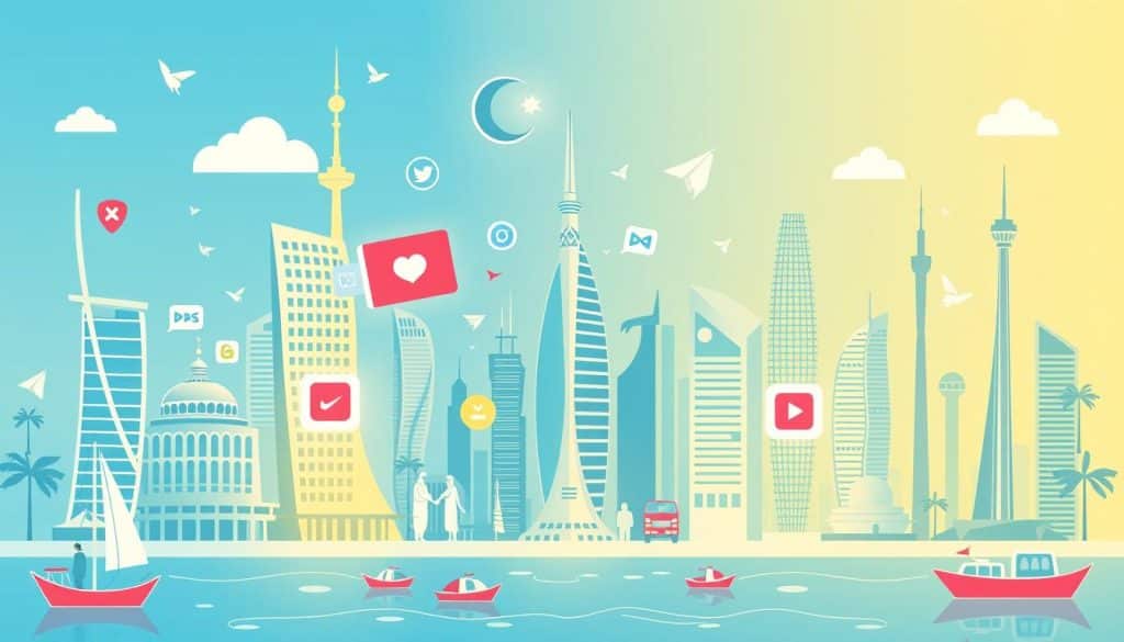 Generate an image representing social media marketing in Qatar
