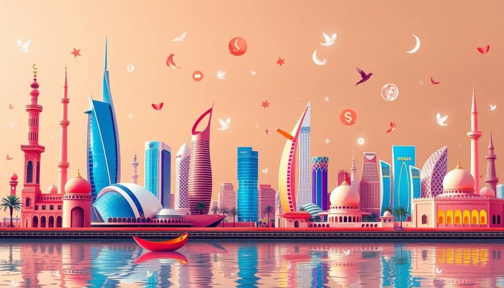 Generate an image representing social media marketing in Qatar