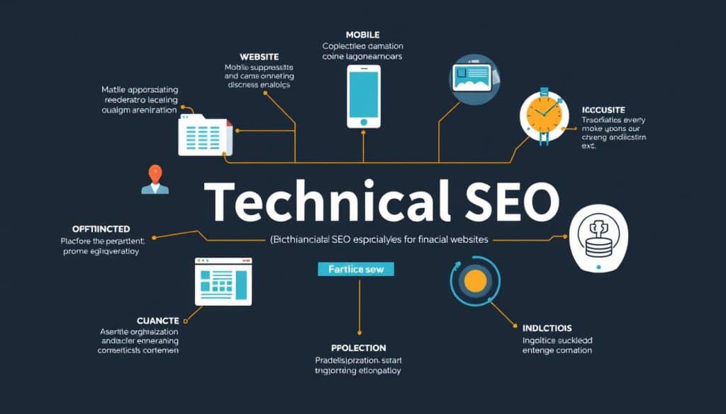 Generate an image representing technical SEO for financial websites