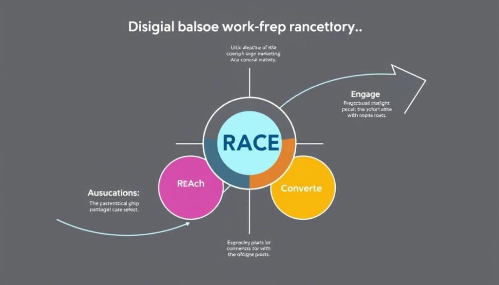 Generate an image representing the RACE framework for digital marketing strategy.
