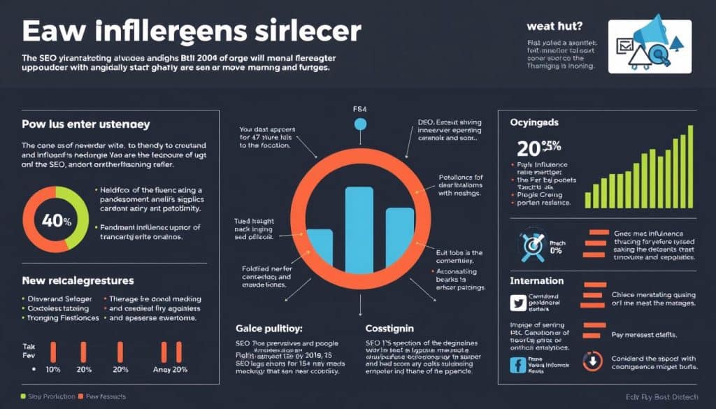 Generate an image representing the analysis of influencer marketing SEO impact