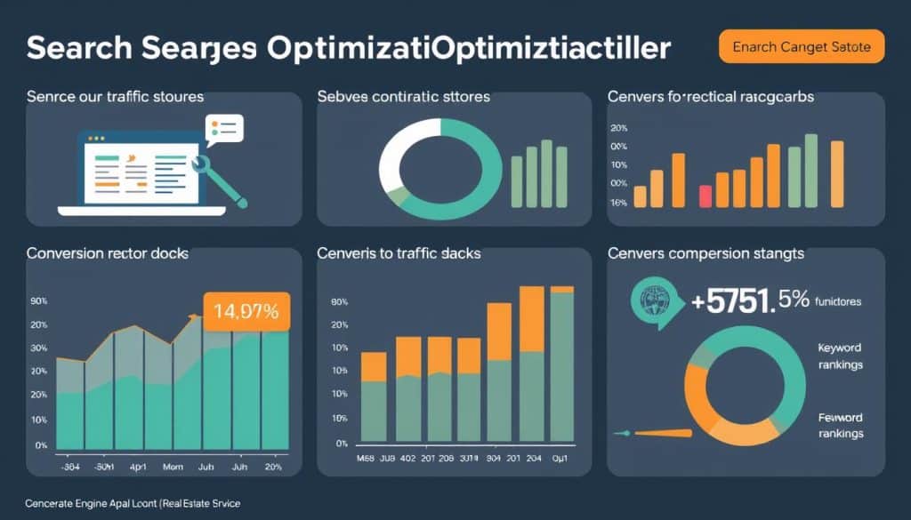 Generate an image representing the analysis of real estate SEO performance