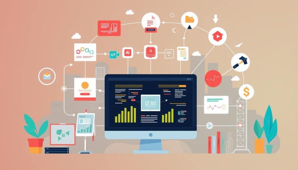 Generate an image representing the automated process of programmatic advertising