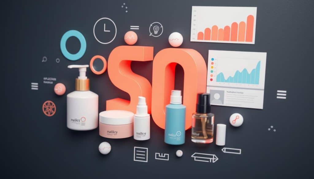 Generate an image representing the concept of SEO for skincare