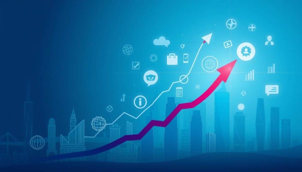 Generate an image representing the concept of business growth through SEO copywriting services in Qatar.