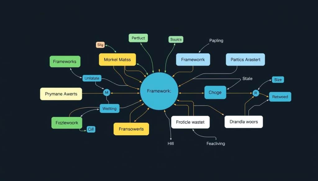 Generate an image representing the concept of front-end frameworks and libraries Generate an image representing the concept of front-end frameworks and libraries
