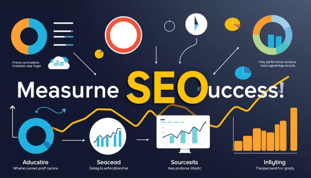 Generate an image representing the concept of measuring SEO success with analytics tools.
