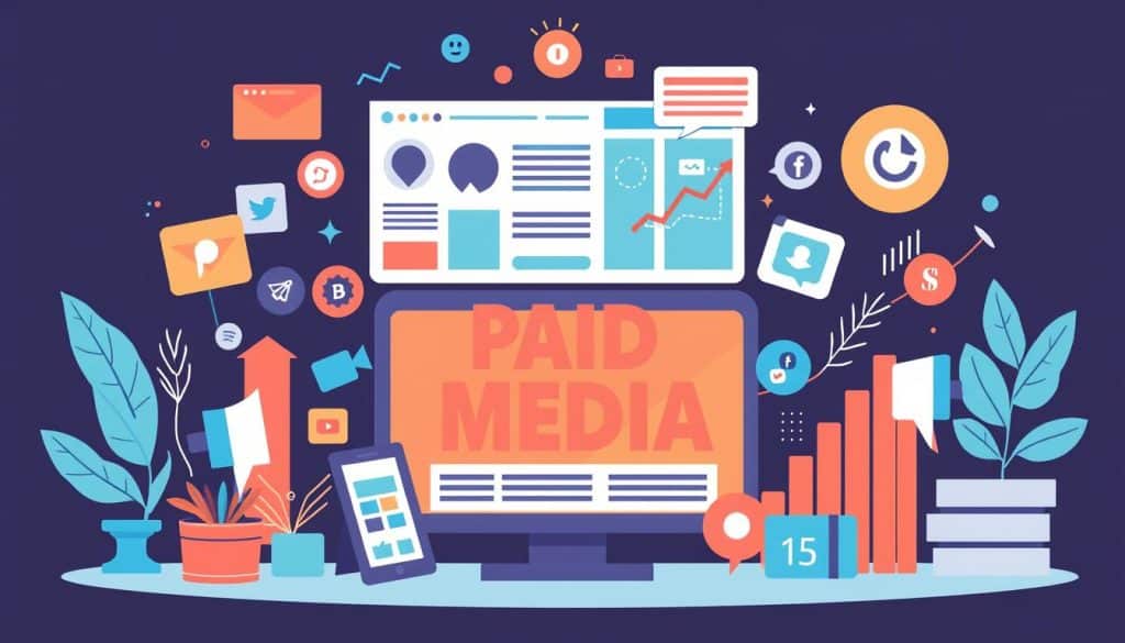 Generate an image representing the concept of paid media in digital marketing.