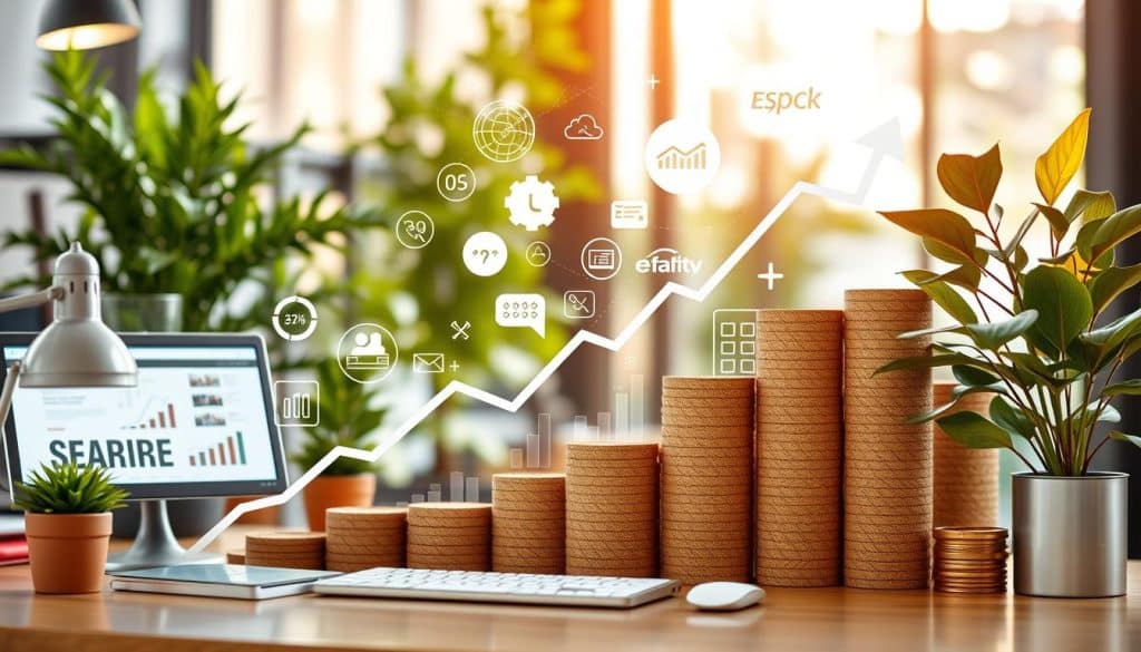 Generate an image representing the concept of search engine optimization impacting business growth