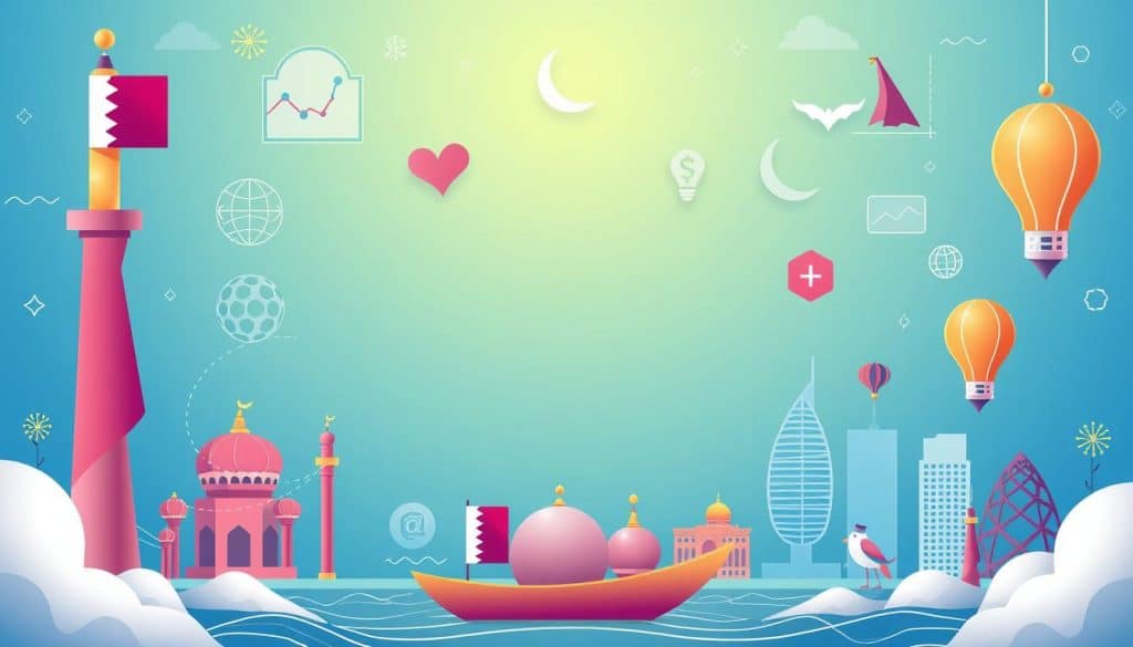 Generate an image representing the concept of specialized SEO and content marketing agencies in Qatar.