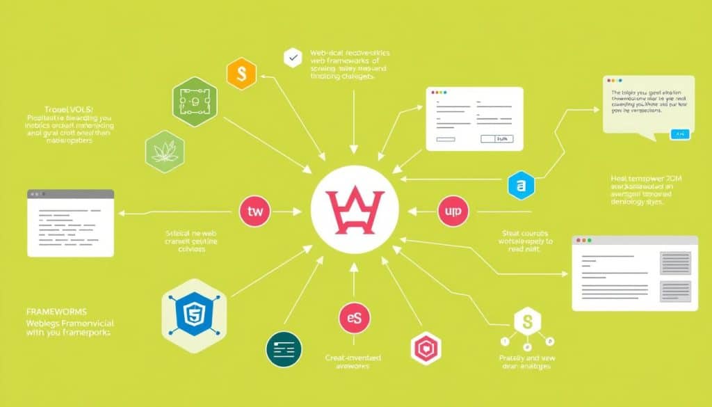 Generate an image representing the concept of web development frameworks