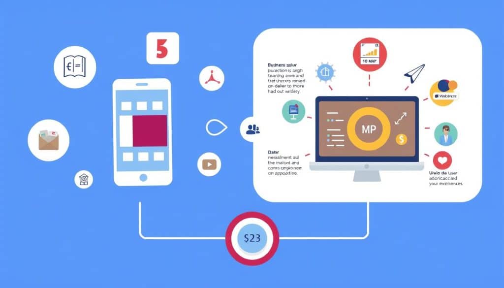 Generate an image representing the decision-making process between web app and website development for businesses in Qatar.