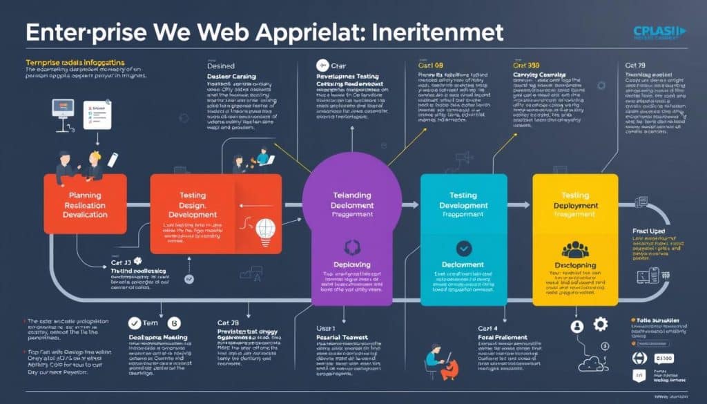 Generate an image representing the enterprise web application development process