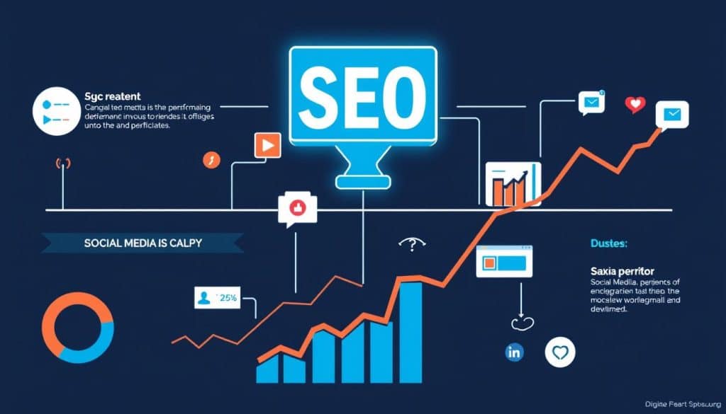 Generate an image representing the measurement of social media SEO integration impact
