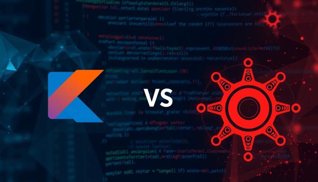 Generate an image representing the synergy between Kotlin and Rust in web development.