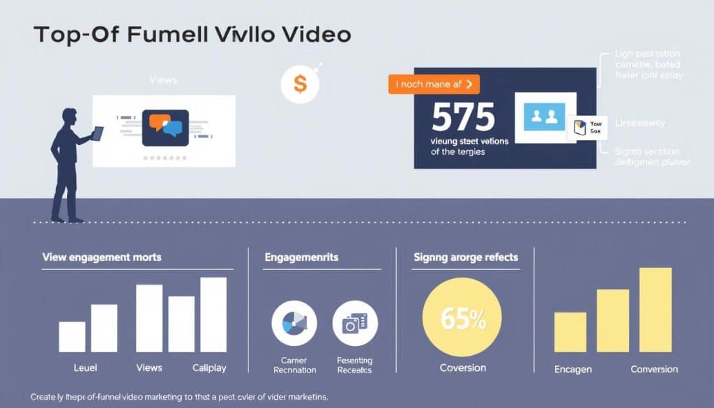 Generate an image representing top-of-funnel video marketing metrics