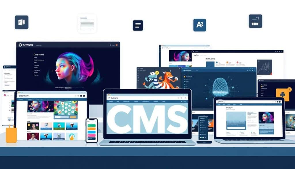 Generate an image representing various CMS platforms