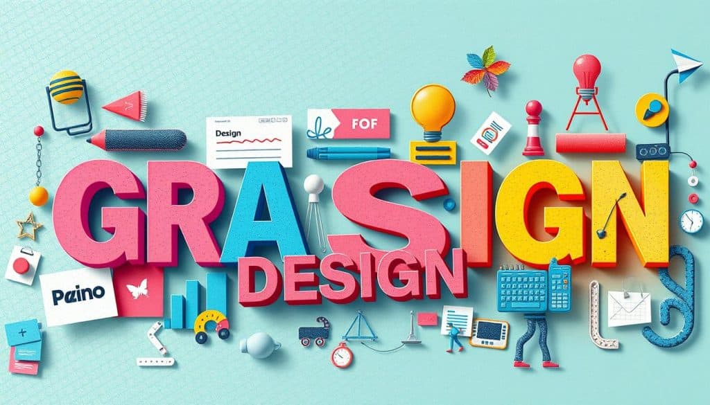 Generate an image representing various graphic design specializations