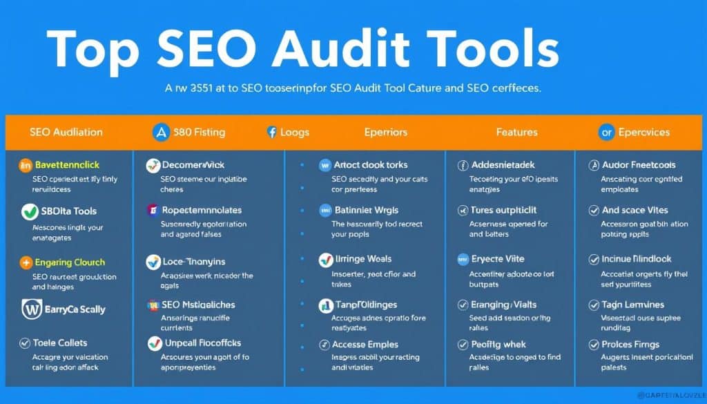 Generate an image showing a list of top SEO audit tools.