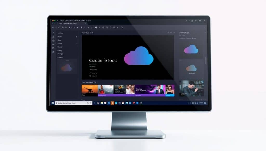 Generate an image showing the Adobe Creative Cloud interface on a computer screen.